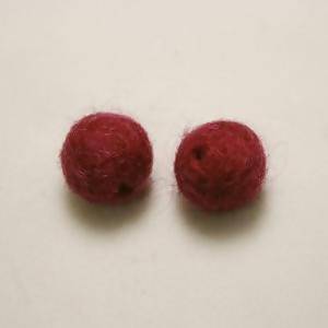 Perles en laine ronde Ø10mm couleur violet foncé (x 2)