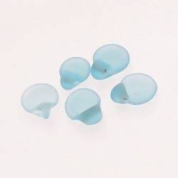 Perles en verre ronde plate Ø10mm couleur bleu turquoise givré (x 5)