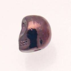 Perle en céramique crâne 20mm couleur pourpre (x 1)