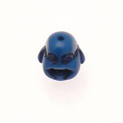 Perle résine forme tête de bouddha 17mm couleur bleu (x 1)