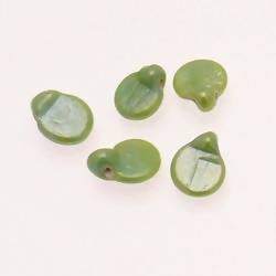 Perles en verre ronde plate Ø10mm couleur vert pomme brillant (x 5)