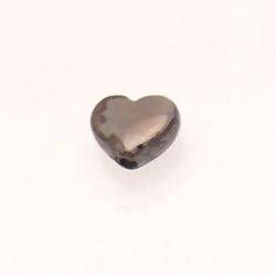 Perle en céramique coeur 12x10mm couleur hématite (x 1)