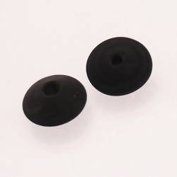 Perles en verre forme soucoupes Ø15mm couleur Noir givré (x 2)