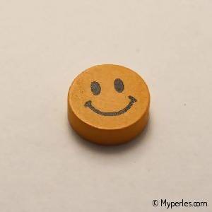 Perles en bois forme sourire Ø16mm couleur orange (x 1)