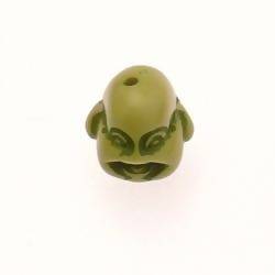 Perle résine forme tête de bouddha 17mm couleur vert (x 1)
