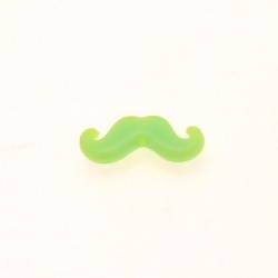 Perle résine forme moustache vert fluo 08x20mm (x 1)