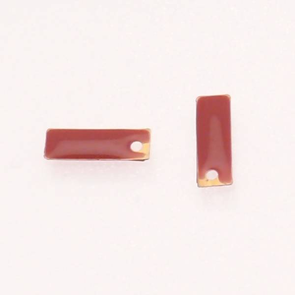 Pastille en métal rectangle 14x5mm couvert d'une résine couleur rose fraise (x 2)