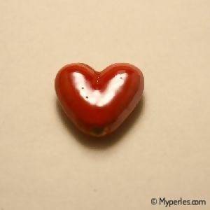 Perle en céramique coeur 20x18mm couleur rouge (x 1)