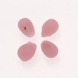 Perles en verre forme de grosses gouttes couleur rose givré (x 4)