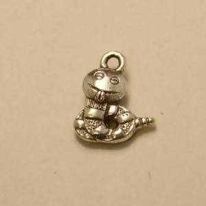 Perle en métal breloque forme d'un serpent 12x12mm couleur Argent (x 1)