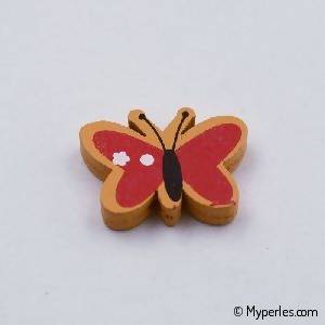 Perles en Bois forme papillon 23x17mm couleur orange (x 1)