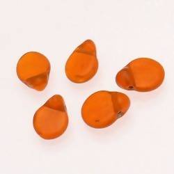 Perles en verre ronde plate Ø10mm couleur orange foncé transparent (x 5)