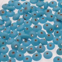 Perles en verre forme soucoupes Ø8mm couleur bleu ciel opaque (x 10)