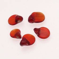 Perles en verre ronde plate Ø10mm couleur rubis transparent (x 5)