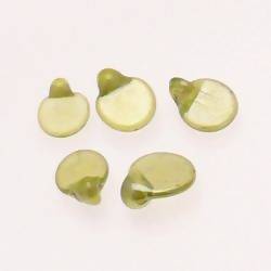 Perles en verre ronde plate Ø10mm couleur vert olive brillant (x 5)