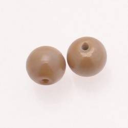 Perle en verre ronde Ø12mm couleur beige brillant (x 2)