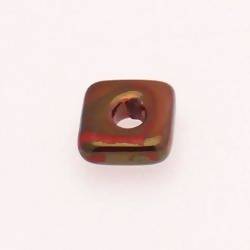 Perle en céramique carré 14x14mm couleur rouge foncé (x 1)