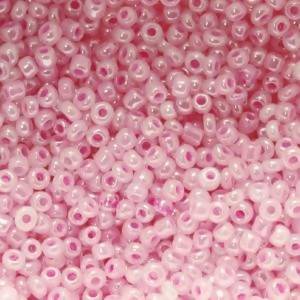 Perles de Rocaille 2mm couleur rose, intérieur rose transparent brillant (x 20g)