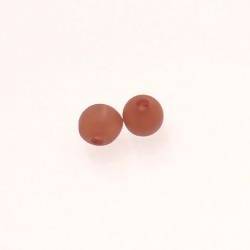 Perle ronde en résine Ø8mm couleur marron caramel mat (x 2)