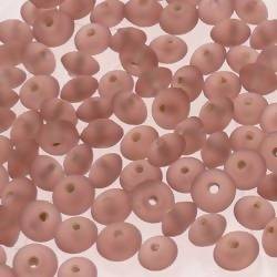 Perles en verre forme soucoupes Ø8mm couleur rose amarante givré (x 10)