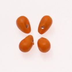 Perles en verre forme de grosses gouttes couleur orange opaque (x 4)