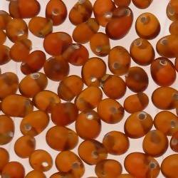 Perles en verre forme de petite goutte Ø5mm couleur ambre transparent (x 10)
