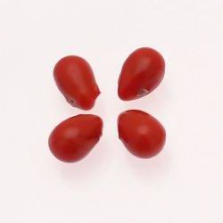 Perles en verre forme de grosses gouttes couleur rouge opaque (x 4)