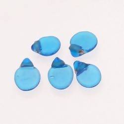 Perles en verre ronde plate Ø10mm couleur bleu océan transparent (x 5)