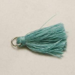 Pampille Coton 30x5mm couleur bleu turquoise anneau argent 6mm (x 1)