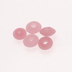 Perles en verre forme soucoupes Ø10-12mm couleur rose givré (x 5)