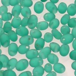 Perles en verre forme de petite goutte Ø5mm couleur vert d'eau givré (x 10)
