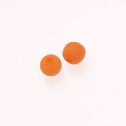 Perle ronde en résine Ø8mm couleur orange mat (x 2)