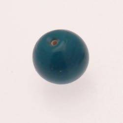 Perle ronde en verre Ø20mm couleur bleu canard opaque (x 1)
