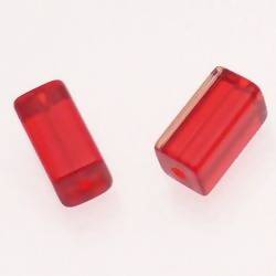 Perle en verre tube rectangulaire 16x8x8mm couleur rouge transparent (x 2)