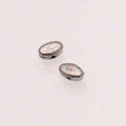 Perle en métal petite pastille ovale couleur argent (x 2)