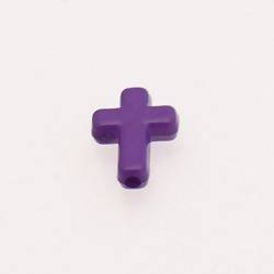 Perle breloque en verre croix 12x16mm couleur violet (x 1)