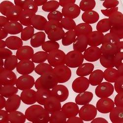 Perles en verre forme soucoupes Ø8mm couleur rouge givré (x 10)