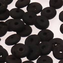 Perles en bois naturel forme soucoupes en bois noir n°2 (x 5)