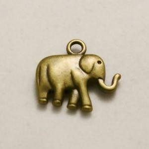 Perle en métal breloque éléphant profil lisse 20x17mm coul. bronze (x 1)