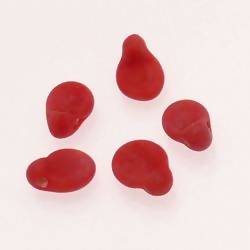 Perles en verre ronde plate Ø10mm couleur rouge givré(x 5)