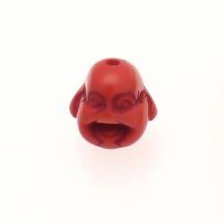 Perle résine forme tête de bouddha 17mm couleur rouge (x 1)
