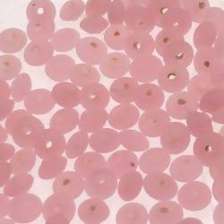 Perles en verre forme soucoupes Ø8mm couleur rose givré (x 10)