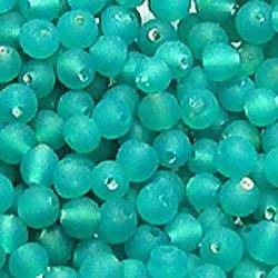 Perle ronde en verre Ø4mm couleur Vert Turquoise givré (x 20g)
