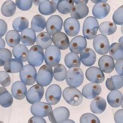 Perles en verre forme de petite goutte Ø5mm couleur bleu pâle transparent (x 10)