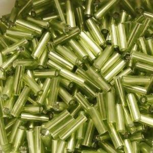 Perles de Rocaille 2mm tube vert olive brillant transparent (x 20g)