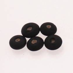 Perles en verre forme soucoupes Ø10-12mm couleur noir givré (x 5)