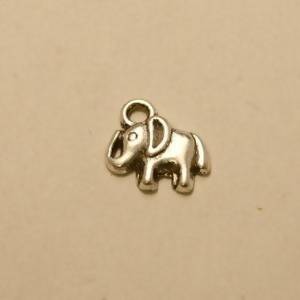 Perle en métal breloque forme d'éléphant 11x7mm couleur Argent (x 1)