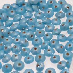 Perles en verre forme soucoupes Ø8mm couleur bleu ciel brillant (x 10)