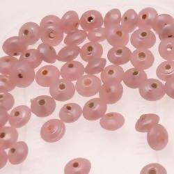 Perles en verre forme soucoupes Ø8mm couleur rose brillant (x 10)
