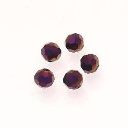 Perles en verre boule à facettes Ø5mm couleur pourpre (x 5)